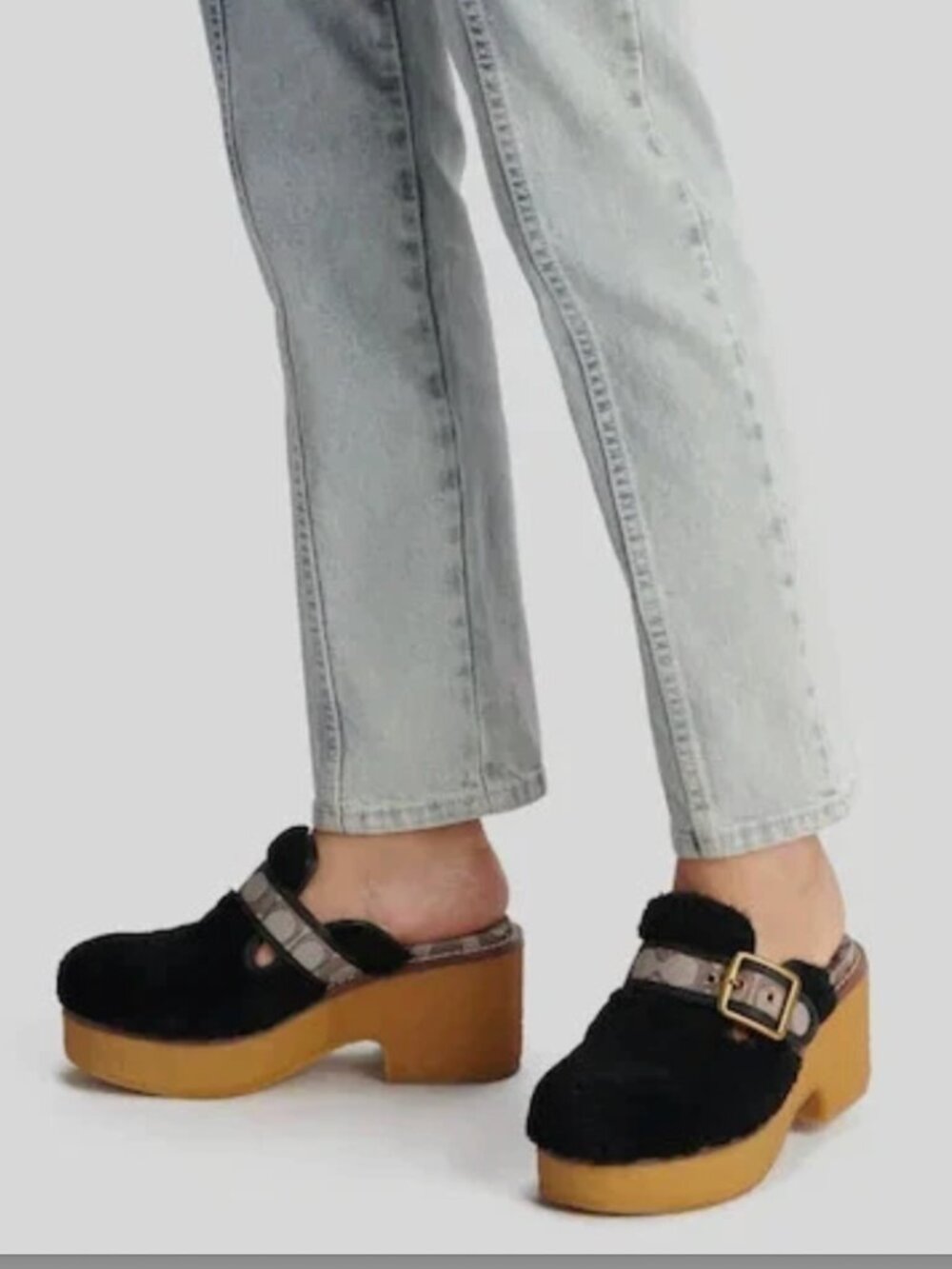 Coach Shearling Mules Back Clogs platform - Picture 2 of 10